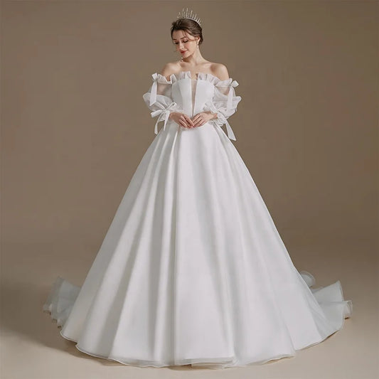 RL025 Boho Vintage Wedding Dress Lace Lace Off Shoulder Bridal Dress Women Wedding Dress