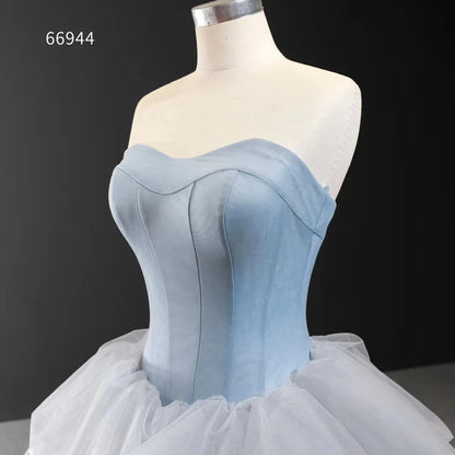 Feishiluo A-Line Ball Gown Wedding Dress Wholesale Blue Party Dress Lace Appliques Embroidery Modern Floral Print Plus Size