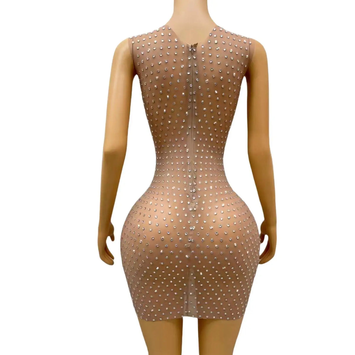 Vestidos Mujer Sleeveless See Through Formal Party Evening Dress Ladies Dinner Banquet Prom Dress Women Sexy Diamonds Club Dress