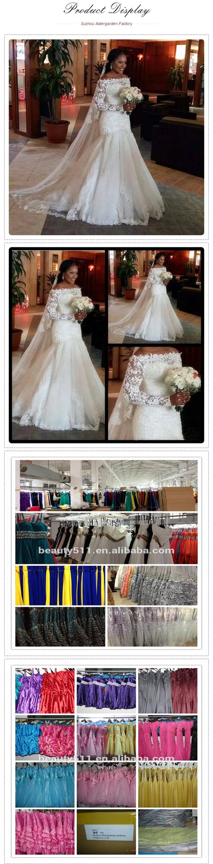 Lonng Sleeve Mermaid Wedding Dress Brand  Off Shoulder Cheap Wedding Gowns Africa Bridal Dress Muslim Wedding Dress
