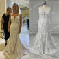 12886# Real Photos Spaghetti Straps Sweep Train Mermaid Wedding Dress Bridal Gown for Plus Size Women With Beading Sequined Lace