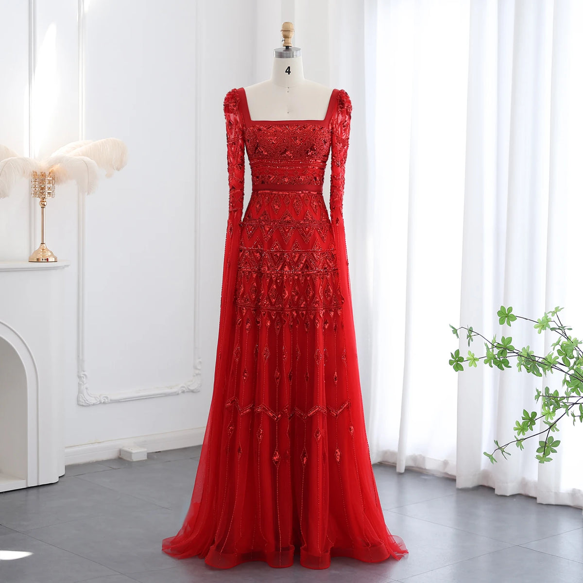 Sharon Said SS461 Luxury Wine Red Arabic Burgundy Evening Dress With Cape Sleeves Elegant Dubai Women Wedding Party Gowns