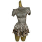 Sparkly a Line Glitter Sequins Birthday Party Gowns Short Prom Dress Dancer Stage Performance Costume Women Sexy Mini Club Dress
