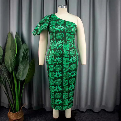 Print on Demand Dropshipping Polynesian Tribal Green Frangipani Custom Samoan Puletasi Two Pieces Set Women Dress Suit Elegant