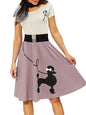 Women's Retro Poodle Print Skater Dress Vintage High Waist Rockabilly Swing Dress Chiffon for Summer Cocktail Front