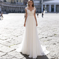 11094#Sheer Back Sweetheart Short Sleeve Lace Applique a Line Sweep Train Bohemian Chiffon Bridal Gowns Ladies Wedding Dress