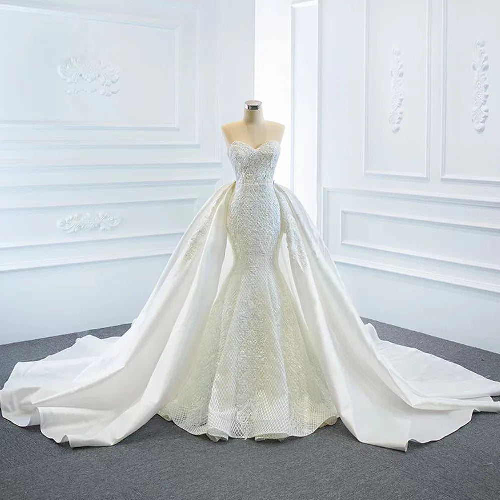 S7956F   2026 New Self -slimming Thin Two Wearing canal Tail Tail Fishtail Large Size Wedding Gowns Dress Bridal Luxury Beaded