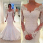 Africa Mermaid Wedding Dresses Bridal Gowns New Design Long Sleeve V Neck Sexy  Slim Fit Bride Wedding Dress 2022