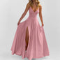 Cross-border  Spring New European American Women's Fashion Solid Color Chiffon Anti-Static Sexy Slim Split Ear Side Long