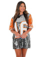 Cheerleaders Uniform O-Neck Number 16 Sparkle Sequin T-shirt Dress Festival Club Casual Loose Oversized Tunic Tee Sequin Jersey