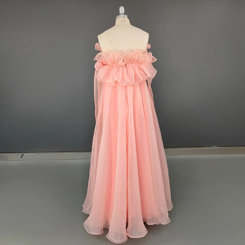8792# REAL PHOTO Simple Strapless Candy Color Lace Ruffle Wedding Dress Elegant Even Skirt for Pregnant Women A-line Bridal Gown