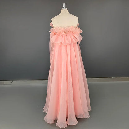 8792# REAL PHOTO Simple Strapless Candy Color Lace Ruffle Wedding Dress Elegant Even Skirt for Pregnant Women A-line Bridal Gown
