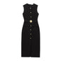 Women's new fashion split midi dress retro O-neck sleeveless women's fashion dress Vestidos Mujer