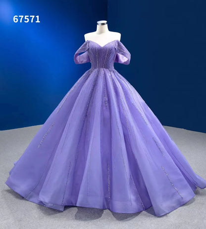 Feishiluo Luxury Evening Ball Gown Wholesale Modern Detachable Off-Shoulder Dress for Women Purple Prom Gown