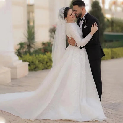 China Manufacturer Muslim Wedding Dress Bridal Gowns Wedding Dress for Muslims Women Muslim Saudi Arabia Wedding Dress