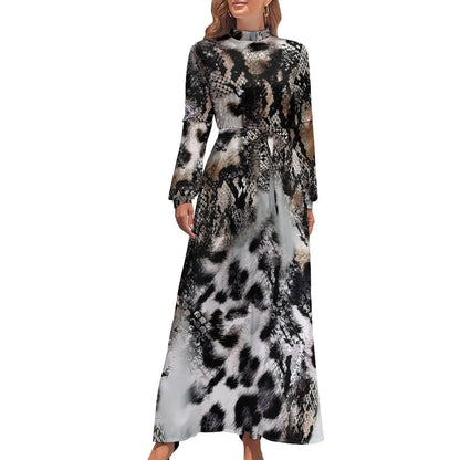 Print on Demand Wholesale Long Sleeve Women's Casual Dress Streetwear Floral Printed Elegant Maxi Dress for Woman
