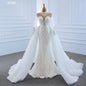 Jancember RSM67180 High Neck Quality Mermaid Lace Long Sleeve Detachable Train Wedding Dress Bridal Dress