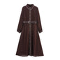 Style Chiffon High Waist Belted Ruched Midi Dress-Fashion Trend Versatile Design