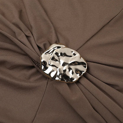 Cross-border Fashion Deep V High Split New Long Dress Pleated Design Sense Celeb Dress Dress