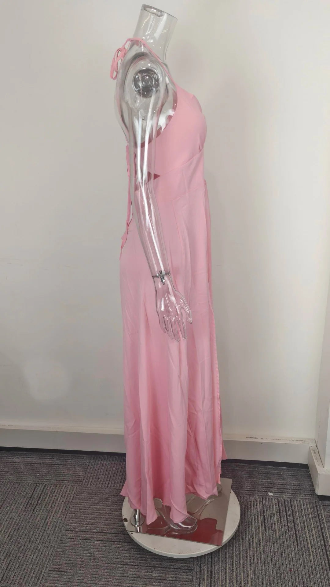 Cross-border  Spring New European American Women's Fashion Solid Color Chiffon Anti-Static Sexy Slim Split Ear Side Long