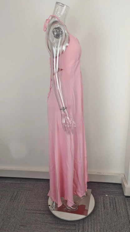 Cross-border  Spring New European American Women's Fashion Solid Color Chiffon Anti-Static Sexy Slim Split Ear Side Long