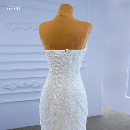 Jancember RSM67347 2021Luxury Mermaid Sleeveless Sweetheart Lace up Wedding Dress