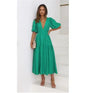Women 2024 Puff Sleeve Deep V Neck Long Dresses Summer for Woman Sexy Green Women's Dress Summer Royal Blue