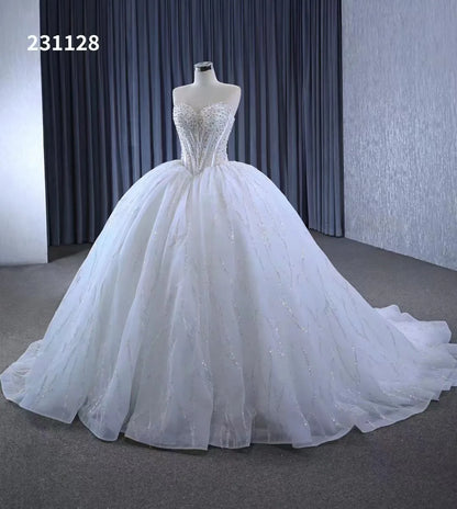 Feishiluo Luxury Designer Plus Size Maternity Bridal Dress Modern Crystal Sequin Beaded Sweetheart Neckline Wedding Ball Gown