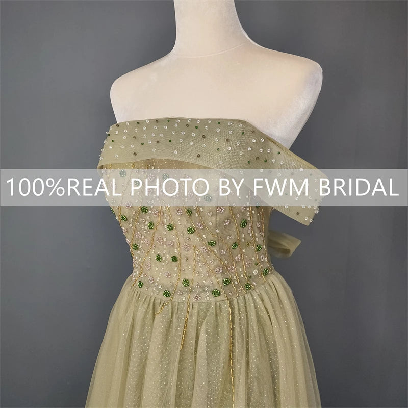 15390# Real Photos Off Shoulder Shiny Beading Sequins Lace Wedding Dress for Engagement Evening Prom Dress Custom Bridal Gown