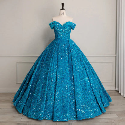 Elegant Modern One-Shoulder Bridal Wedding Dress Lace-up Tutu Skirt Adults Sleeveless Ball Gown Color Changing Sequin Prom Gown