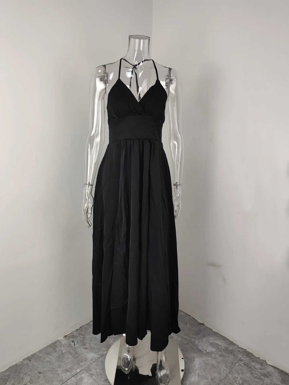 Cross-border  Spring New European American Women's Fashion Solid Color Chiffon Anti-Static Sexy Slim Split Ear Side Long