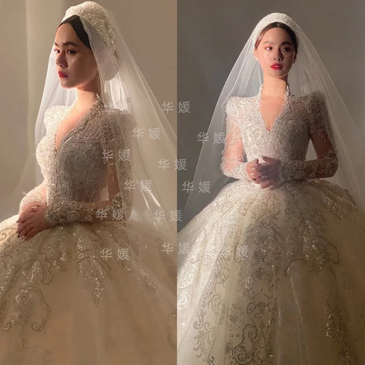 S0428T 2026 Custom Super Fairy Women's Dress High Quality Elegant Simple Bridal Gown With Half Sleeve Lace Decoration