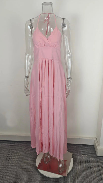 Cross-border  Spring New European American Women's Fashion Solid Color Chiffon Anti-Static Sexy Slim Split Ear Side Long