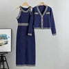 Designer High-quality Temperament Socialite High-waisted Fashion Sweater Dress Autumn New Sweater Vest Dress Set Luxury