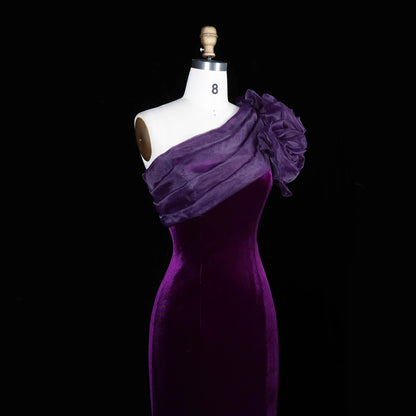 Sharon Said SF493  Elegant One Shoulder Mermaid Evening Dress Draped Women Wedding Party Gown Wedding Dress Evening Dress