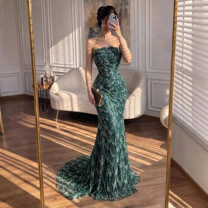 Serene Hill LA73117A Emerald Green Mermaid Evening Dress 2026 Strapless Formal Party Gowns for Red Carpet Gala Events