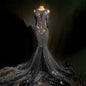 Elegant See Through Glitter Sequins Rhinestone Wedding Party Ball Gowns for Women Prom Trailing Dress Mermaid Evening Dresses