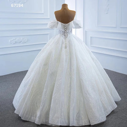 Jancember RSM67194 Off Shoulder Elegant Lace Applique Bride Wedding Dress