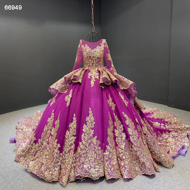 Jancember RSM66949 Luxury Colorful Night Prom Evening Party Plus Size Wedding Dress