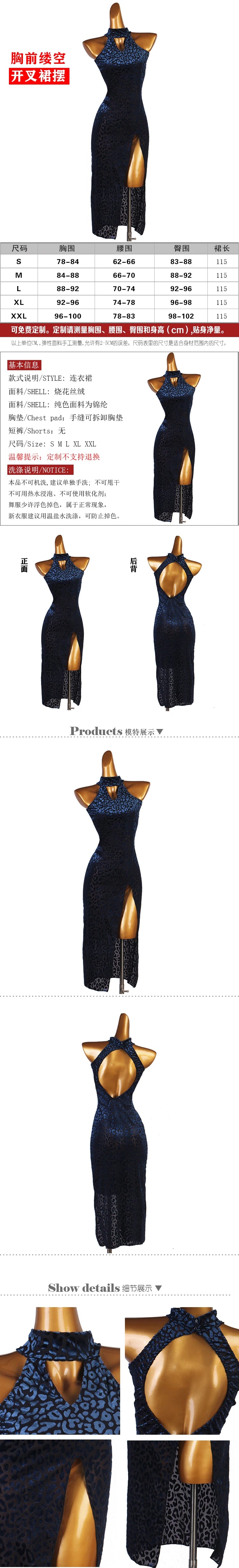 New Split Skirt Latin Dance Party Chiffon Dress V-neck Natural Waistline Breathable Floor-Length