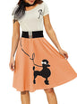 Women's Retro Poodle Print Skater Dress Vintage High Waist Rockabilly Swing Dress Chiffon for Summer Cocktail Front
