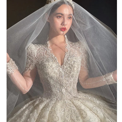 S0428T 2026 Custom Super Fairy Women's Dress High Quality Elegant Simple Bridal Gown With Half Sleeve Lace Decoration