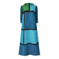 Miyake Pleated New Summer Loose European Contrast Color Women's Casual Long Dress