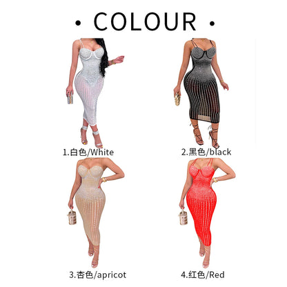 Dresses Women Lady Elegant Party  Birthday  Women Nightclub Rhinestone Dress Evening Dresses