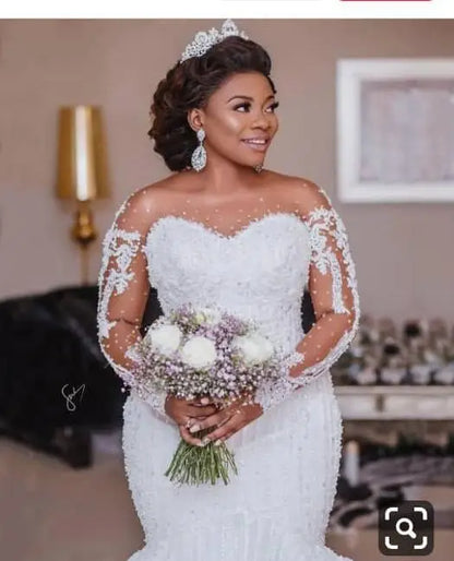 Winter Modern Casual Wedding Dress for Bride New Long Sleeve Mermaid Style with Embroidery and Flowers Decoration Maxi Length