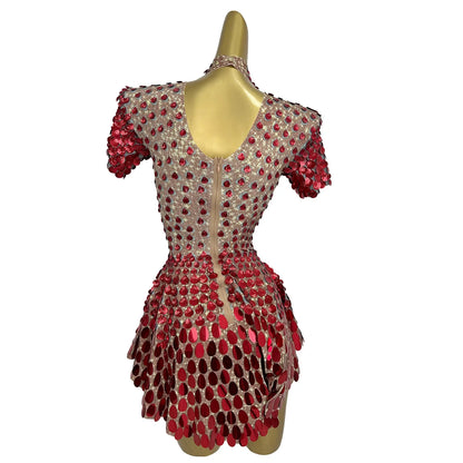 Sihaiyile Glitter Sequin Cocktail Party a Line Dress Showgirl Stage Performance Festival Costumes Women Night Club Mini Dress