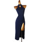 New Split Skirt Latin Dance Party Chiffon Dress V-neck Natural Waistline Breathable Floor-Length