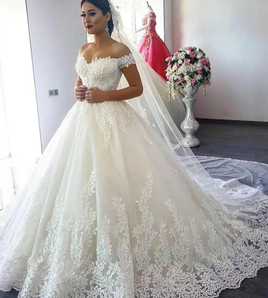 2023 Modest Wedding Dresses High Neck Long Sleeve Floor Length Custom Long Formal Bridal Dubai Muslim Bridal Wedding Dress
