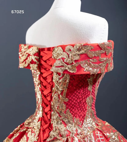 Feishiluo Women's Dark Red Aline Ball Gown Wedding Dress Plus Size Design Lace Featuring Flowers Crystal Appliques New Design