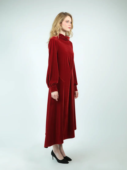 Chic Evening Party Saorise Velvet Casual Dress with Stylish Cowl Collar